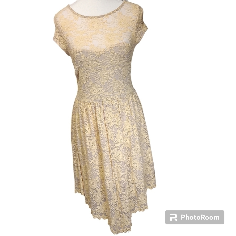 Finn and Clover Yellow Lace Dress Size M